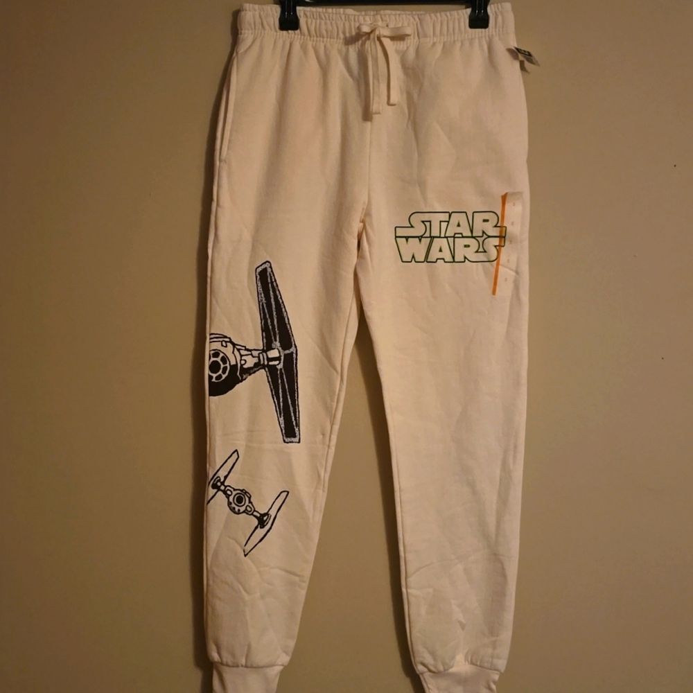 New Disney 100‎ Star Wars Size S Cream Drawstring Cuffed Sweatpants